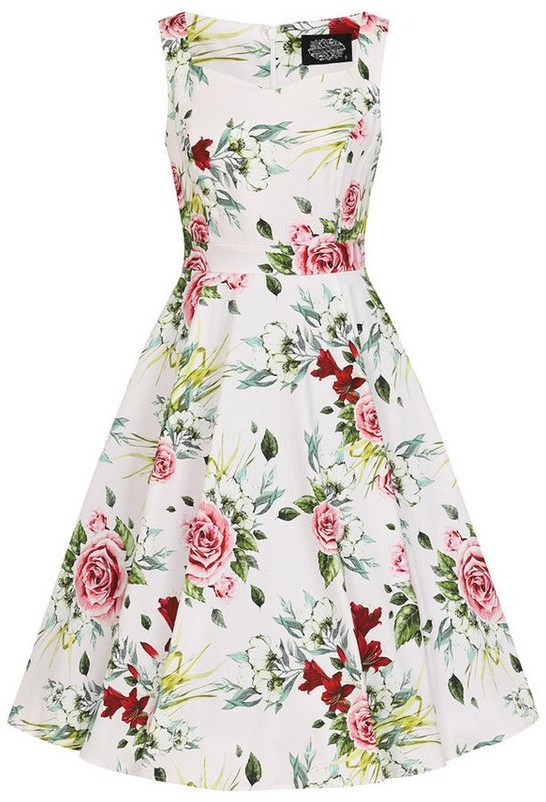 Hearts & Roses London A-Linien-Kleid Carole Floral Swing Dress Rockabella Vintage Retro schwarz M