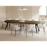 WFL GROUP Esstisch Rund Groß XXL Ausziehbar im Loft-Stil – 100 bis 300 cm – Extra Lang Ausziehtisch mit Schwarzen Holzbeinen, Industrieller Tisch für 5... - Braun