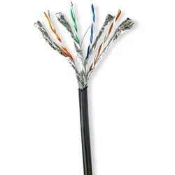 Nedis Netzwerk-Kabel Rollen - CAT7 - Solid - S/FTP - Kupfer - 100.0 m - Aussenbereich - Rund - PE - Schwarz - Pull Box - ausziehbar
