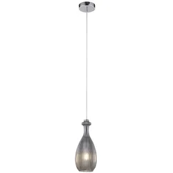 Pendelleuchte, Glas, rauchfarben, oval, Retro Stil, E27 Fassung, modern