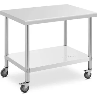 Royal Catering Edelstahltisch mit Rollen 70 x 100 cm 155 kg Tragkraft Arbeitstisch