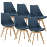 [en.casa] Esszimmerstuhl-Set, Blau, Leder, 49x81x57 cm, Esszimmer, Stühle, Esszimmerstühle, Vierfußstühle
