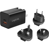 Logilink USB-Steckdosenreiseadapter, 1x USB-A, 1x USB-C, GaN-Technologie, 30 W,