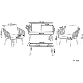 Beliani Gartenmöbel Set 4-tlg. Braun/Schwarz/Grau