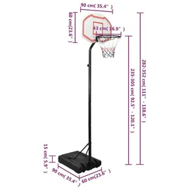 vidaXL Basketballständer Weiß 282-352 cm Polyethylen