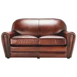Casa Padrino Couch Leder 2-Sitzer Braun/Schwarz