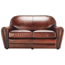 Casa Padrino Couch Leder 2-Sitzer Braun/Schwarz