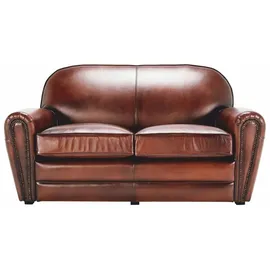 Casa Padrino Couch Leder 2-Sitzer Braun/Schwarz