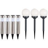 ETC Shop 7er Set LED Solarleuchten, Säulen - und Kugel Design