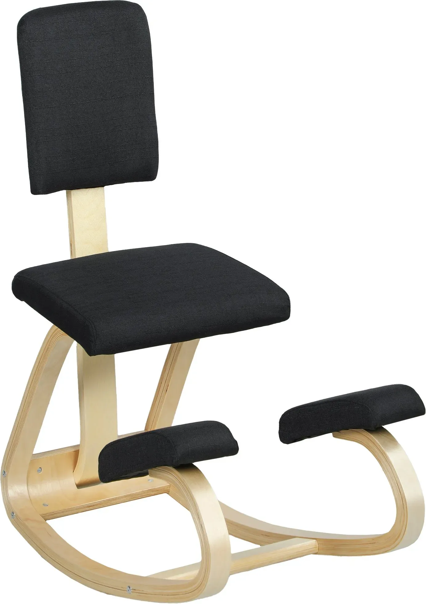 HOMCOM Ergonomischer Kniestuhl, Kniehocker mit Rückenlehne, Basis aus Holz Bürostuhl für Zuhause, Büro, Meditation, zur Verbesserung der Nackenschmerzen Rückenschmerzen Schwarz   Aosom
