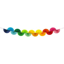 Partydeco Girlande mit Fächern 2,5 m Bunt