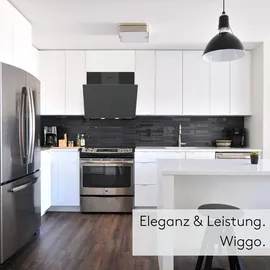 Wiggo Dunstabzugshaube 50cm kopffrei I Abluft Umluft Dunstabzug 300m3/h - LED Touch-Display 3 Stufen I Schräghaube inkl. Fettfilter & 2x Kohlefil...