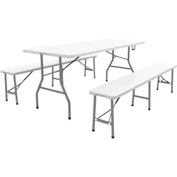 Outsunny Bierzeltgarnitur Stahl, HDPE