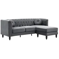 Vente-unique-Ecksofa - Ecke wechselbar - Samt - Anthrazit - Turner
