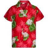 King Kameha Funky Hawaiihemd Kids Kinder Jungs, Kurzarm, Print Small Flower, Rot, 6 - 6 Jahre