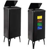well home mobiliario & decoración Well HOME & 2 x Smart Mülleimer mit 60 l Fassungsvermögen, Höhe: 95,5 x 35,5 x 26 cm, schwarz mit Magnetetiketten