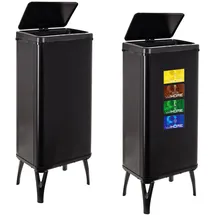 well home mobiliario & decoración Well HOME & 2 x Smart Mülleimer mit 60 l Fassungsvermögen, Höhe: 95,5 x 35,5 x 26 cm, schwarz mit Magnetetiketten