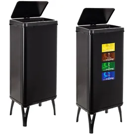 well home mobiliario & decoración Well HOME & 2 x Smart Mülleimer mit 60 l Fassungsvermögen, Höhe: 95,5 x 35,5 x 26 cm, schwarz mit Magnetetiketten