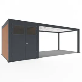 Weide Carport mit Abstellraum Aluminium Pergola 3  x7,2 m Anthrazit