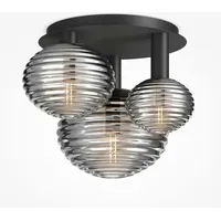 Licht-Erlebnisse Deckenlampe Rauchglas Metall E14 53,5 cm breit Schwarz
