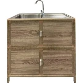 Hti-Living Spüle mit Abtropfläche und Unterschrank Sonoma 83 x 43 x 0 cm Braun