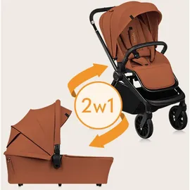 lionelo Mika Plus 2-in-1 Buggy 0-48 Monate (22kg), XXL-Verdeck mit UPF50+, 3-stufige Verstellung des Elterngriffs - Brown Rust - Braun