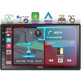 ATOTO F7WE Doppel-DIN Autoradio 7-Zoll Bildschirm, Digital Media Receiver mit Bluetooth, Wireless CarPlay & Android Auto, MirrorLink, FM/AM/RDS/GPS, HD Live Rückansicht, Sprachsteuerung, F7G2B7WE