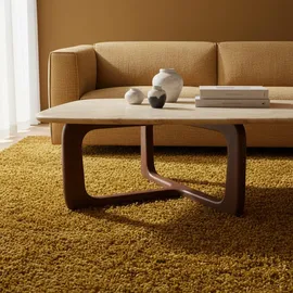 KADIMA DESIGN Teppich Hochflor SPREE in Gold, einfarbig, 80 x 250 cm