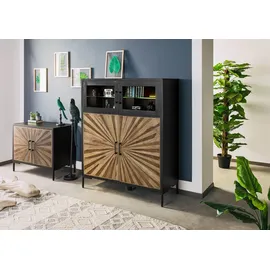 MASSIVMOEBEL24.DE Highboard 120 x 145 x 45 cm Schwarz
