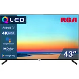 RCA QLED Smart TV 43 Zoll (108 cm) UHD 4K HDR Android TV mit WiFi Bluetooth HDMI Triple Tuner YouTube Netflix Prime Video VEVO Disney+ funktioniert