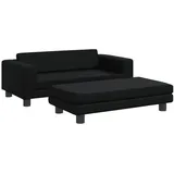 vidaXL Kindersofa Mit Hocker Schwarz 100x50x30 Cm Kunstleder Vidaxl