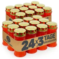 Gravidus Grabkerze Grabkerze rot mit 3 Tagen Brenndauer Made in Germany (24-tlg) rot