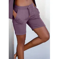 Bermudas BENCH. LOUNGEWEAR, Damen, Gr. 36/38, N-Gr, lila (mauve, meliert), Sweatware, Obermaterial: 60% Baumwolle, 40% Polyester, unifarben, meliert, Basic, Basic ca. Mitte Oberschenkel, Hosen, mit aufgeschlagenen Beinsäumen und seitlichen Taschen, Loungewear