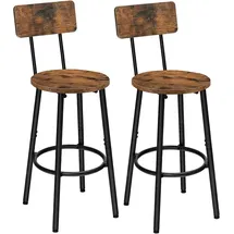 HOOBRO Barhocker 2er-Set mit Rückenlehne, Barstuhl, Küchenstuhl mit Fußstütze, für Küche, Wohnzimmer, Bar, Schwarz
