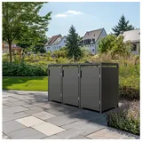 Green Spirit Mülltonnenbox 3er Mülltonnenbox 120/240 l Stahl Anthrazit Gasdruckfeder (Set, 1 St., für 3 Mülltonnen), Mülltonnen grau