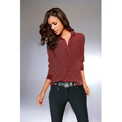 Druckbluse HEINE, Damen, Gr. 40, bunt (dunkelbeere, sand), 100% Viskose, bedruckt, gemustert, Langarm, Blusen
