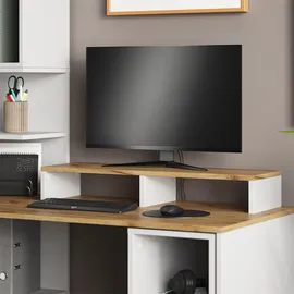 Vicco Tomy Monitorständer 80 x 12 cm Weiß/Eiche Spanplatte