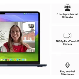 Apple MacBook Air M3 2024 15,3" 16 GB RAM 512 GB SSD 10-Core GPU Mitternacht