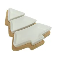 MARELIDA Tapas Set WEIHNACHTSBAUM 3 Keramikschalen Dipschalen L: 27,5cm