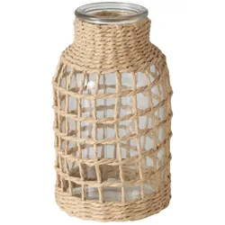 Boltze Vase Stola aus Glas, umflochten, 20 cm, Natur