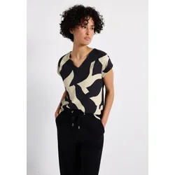 T-Shirt, im Struktur-Mix und mit grafischem Muster vorn, Gr. 38, whale tail grey, , 35007431-38