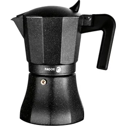 FAGOR Tiramisu Italienische Kaffeemaschine Aluminium 12 Tassen Kaffee, Silikondichtung, Vitrokeramik, Gas, Elektrisch, Schwarz
