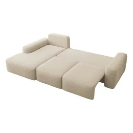 Selsey Eckcouch Chenille mit Schlaffunktion 2-Sitzer Beige