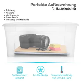 BigDean 10 Stück Aufbewahrungsbox mit Deckel 16L robust & stapelbar Plastikbox transparent Germany