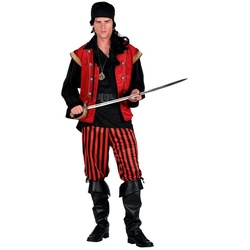 thetru Kostüm Calico Jack Piratenkostüm für Männer, Schwarz-rotes Seeräuberkostüm für Herren rot XXL