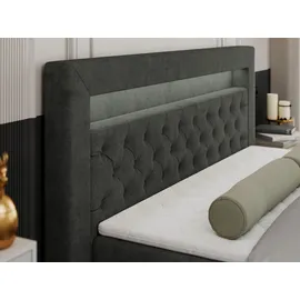 MKS Meble Boxspringbett 200 x 200 cm H4 Dunkelgrau