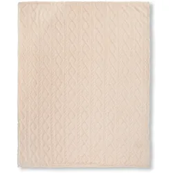 Plaid DESCANSO "Jacquard teddy", beige (ecru), B:130cm L:160cm, Polyester, Wohndecken, Weich, Kuscheldecke, Wohndecke, Teddy, Jacquard, in 2 Größen