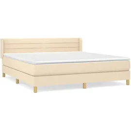 vidaXL Boxspringbett mit Matratze Creme 180x200 cm Stoff