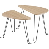 Tectake tectake® 2er Set Beistelltische, Industrial Style, dreiseitige Tischplatten mit abgerundeten Ecken, stapelbar