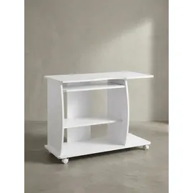 KADIMA DESIGN Computertisch GRASSE rollbar 90 x 71 x 50 cm mit Tastaturauszug, Laptop Tisch auf feststellbaren Rollen, PC-Tisch mit Drucker-Ablage